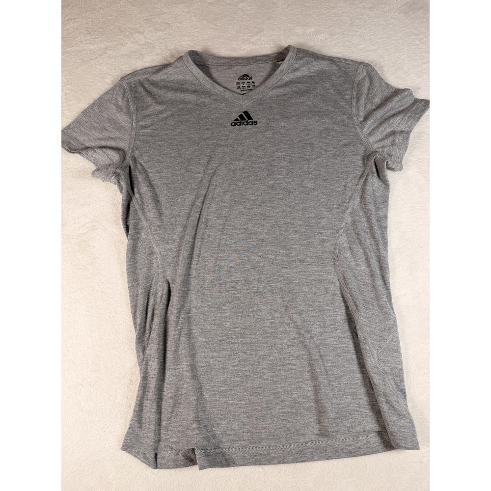 Adidas Shirt 12-14 Gray Climalite V Neck Short Sleeve Active Tee Top